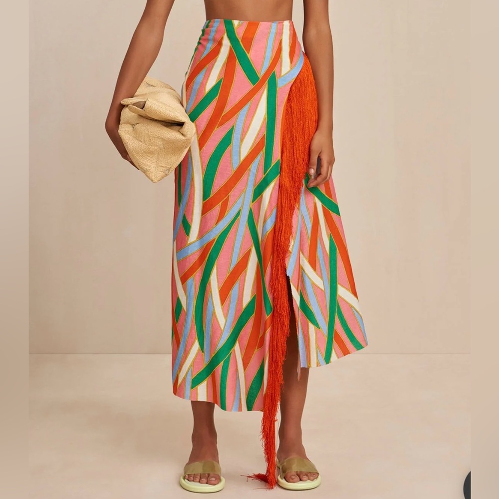 Cult Gaia Romilly Fringe-Trim Coverup Maxi Skirt